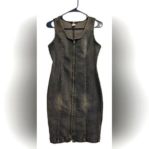 VENUS Blue Denim Sleeveless Stretchy Dress With Top And Bottom Zippers Size 6